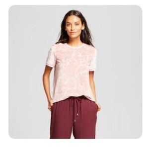 Women’s short sleeve floral velour top